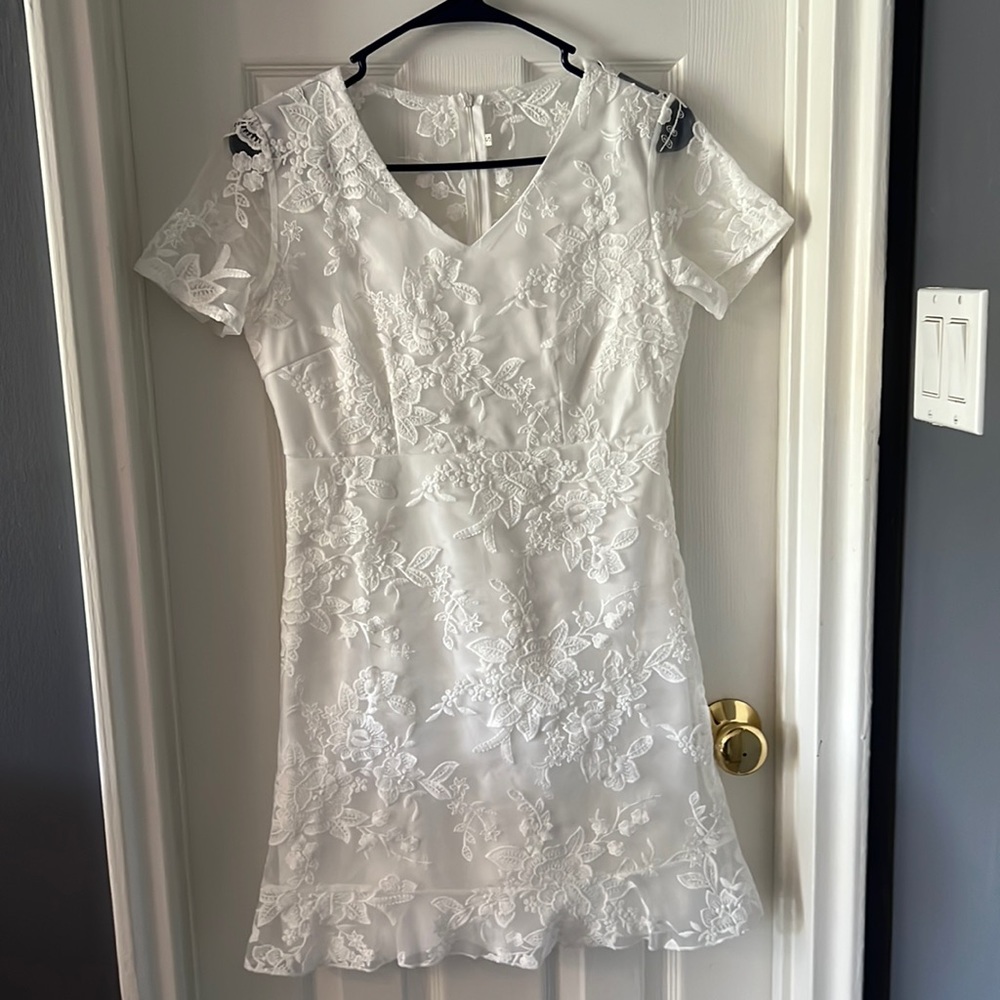 White Lace Dress - Size Small